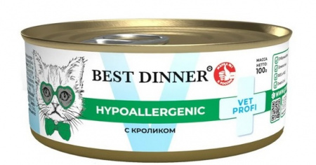 Влажный корм Best Dinner Vet Profi Hypoallergenic для кошек и котят, кролик 100г