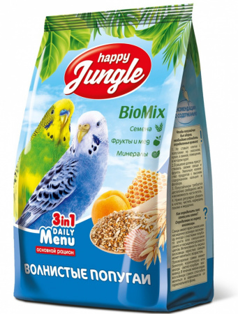 Сухой корм Happy Jungle для волнистых попугаев 500г