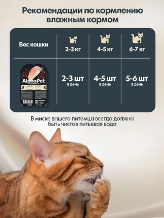 Влажный корм AlphaPet для взрослых кошек, цыпленок и клюква в соусе, 80г