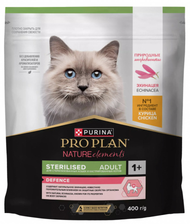 Сухой корм Purina PRO PLAN Nature Elements Sterilised для стерилизованных кошек, с курицей, 400 г